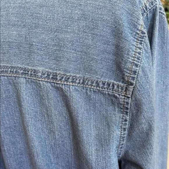 GAP Blue Long Sleeve Vintage Denim Pearl Snaps Dress with pockets - Picture 12 of 15